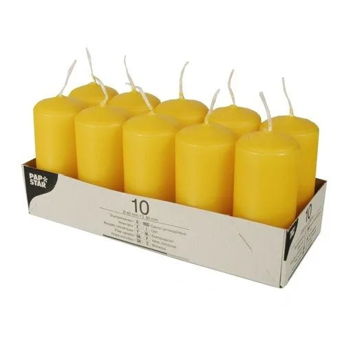 Pillar Candles Pack Of 10 Yellow