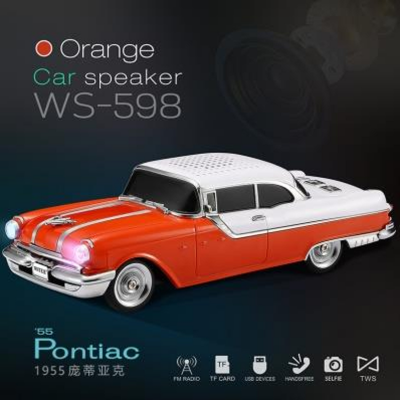 WSTER Wireless Bluetooth Car Speaker with TF/USB/FM - CADILLAC - ORANGE