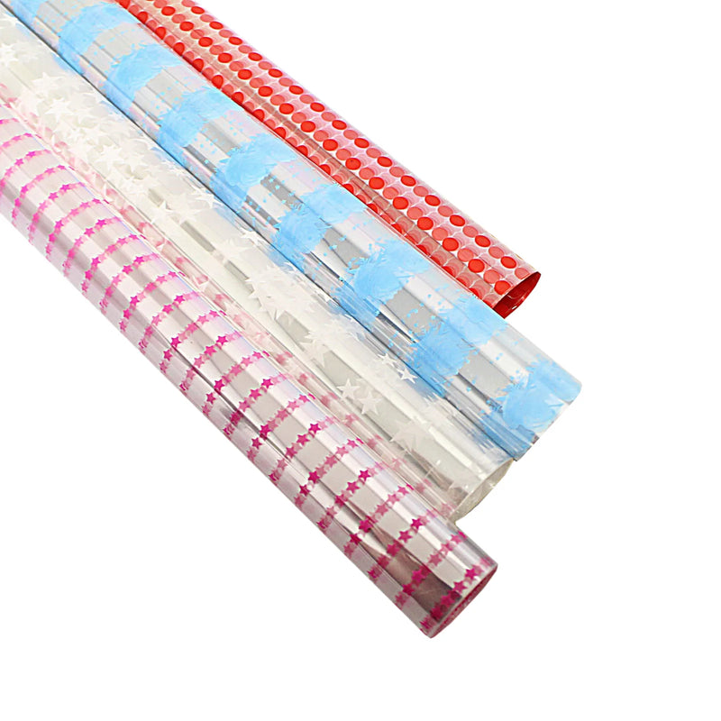 Colourful Clear Transparent Cellophane Gift Bouquet Wrap Assorted Designs And Colours
