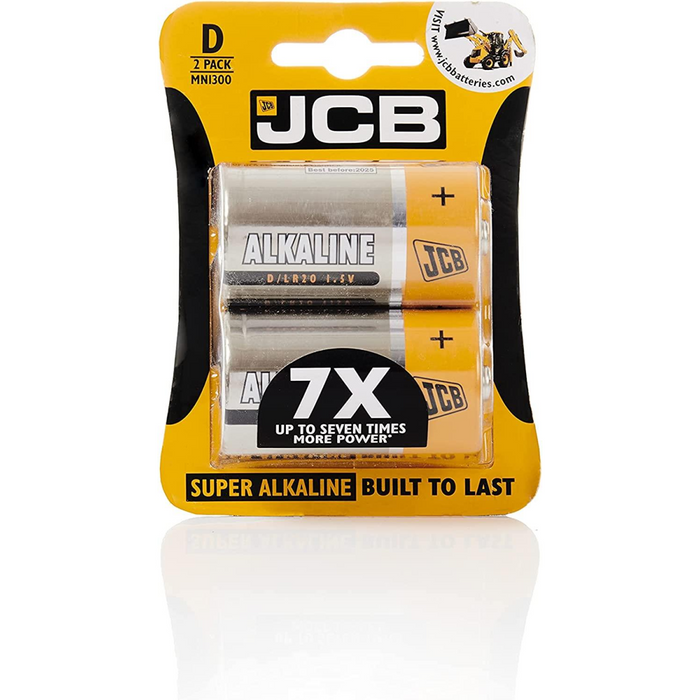 JCB D Size LR22 Super Alkaline Batteries 2 Per Card - Box of 10