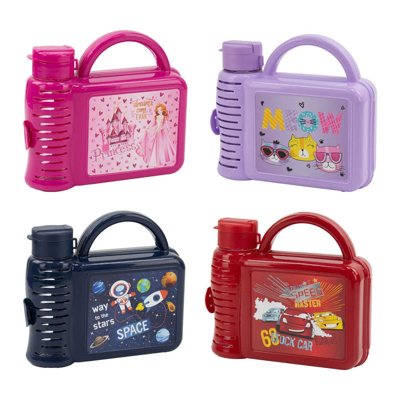 Tuffe x Plastic Children'S Lunch Bo x With Water Bottle Assorted Designs