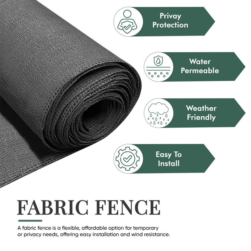 Anthracite Fabric Fence 230gsm - 1.5m x 10m