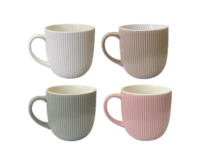 Ceramic Tea Coffee Mug With Ribbed Design Assorted Colours (Parcel Plus Rate)