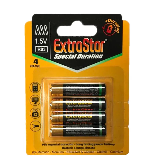 E x trastar Battery Aaa 1.5V Pack Of 4 (Large Letter)