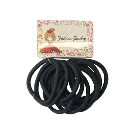 Black Hair Bobble Elastic Tie Pack Of 12