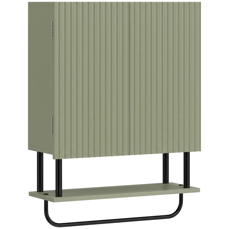 HOMCOM Bathroom Wall Cabinet Modern Space Saver Wall Mounted Cabinet Doors Storage Green