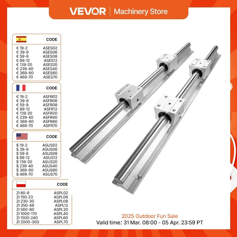 VEVOR Linear Rail 2PCS SBR16-500mm/600mm 4PCS SBR16UU Bearing Block CNC Kit CNC Rails Set for Automated Machines and Equipments
