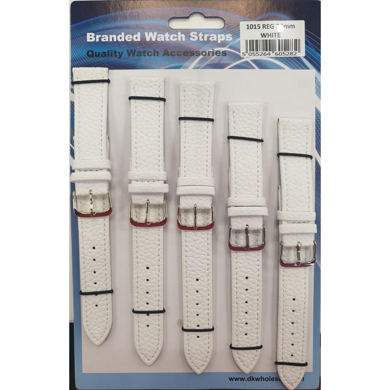 White Leather Watch Straps Pk5 size 18mm 1015W