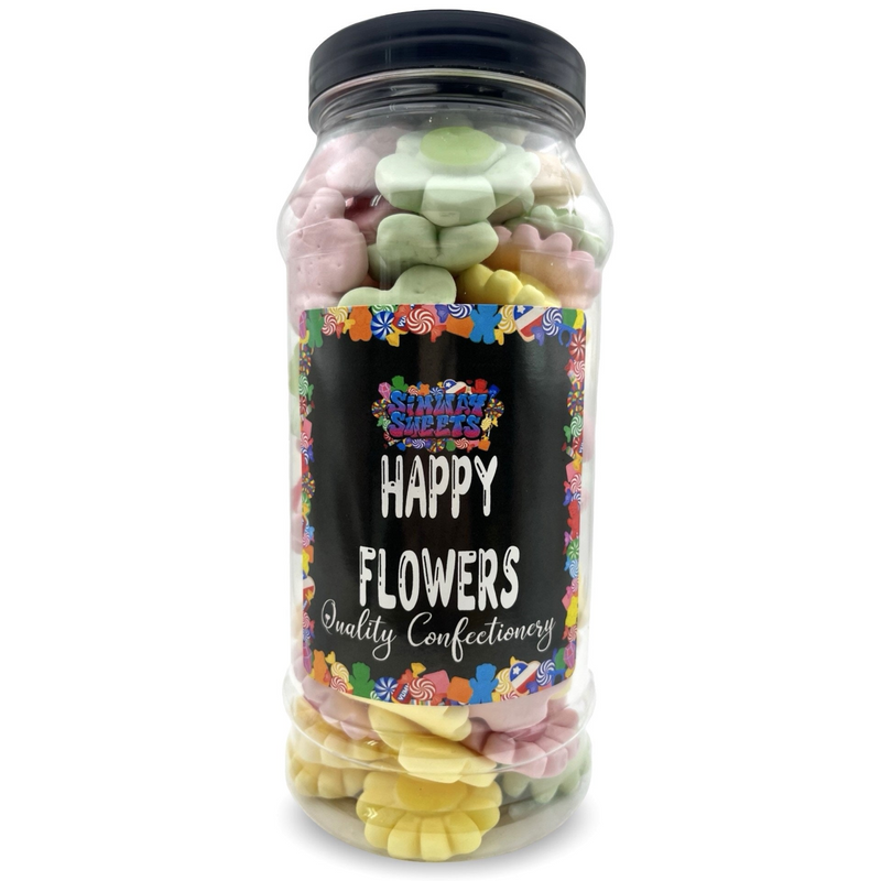 Happy Flowers Gummy Foam Retro Sweets Gift Jar - 505g