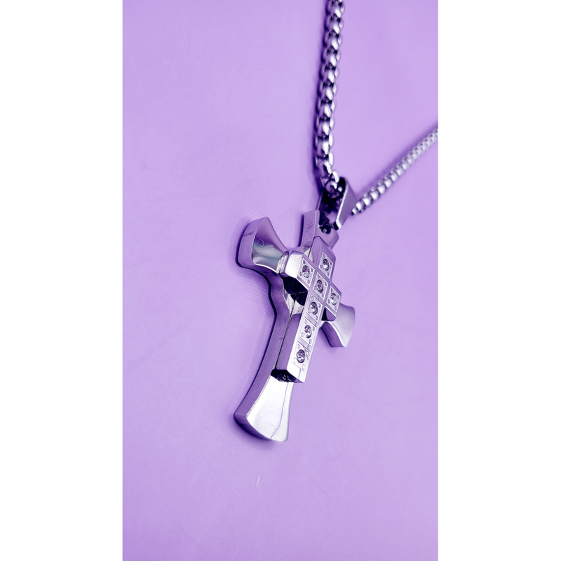 Layered Silver Cross Necklace