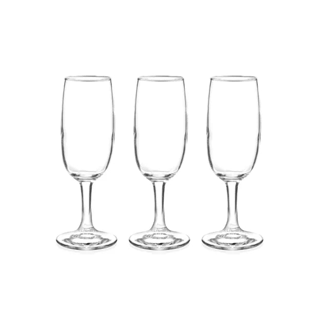 Nova Imperial Wine Champagne Drinking Flute Glasses 200Ml Pack Of 3 (Parcel Plus Rate)
