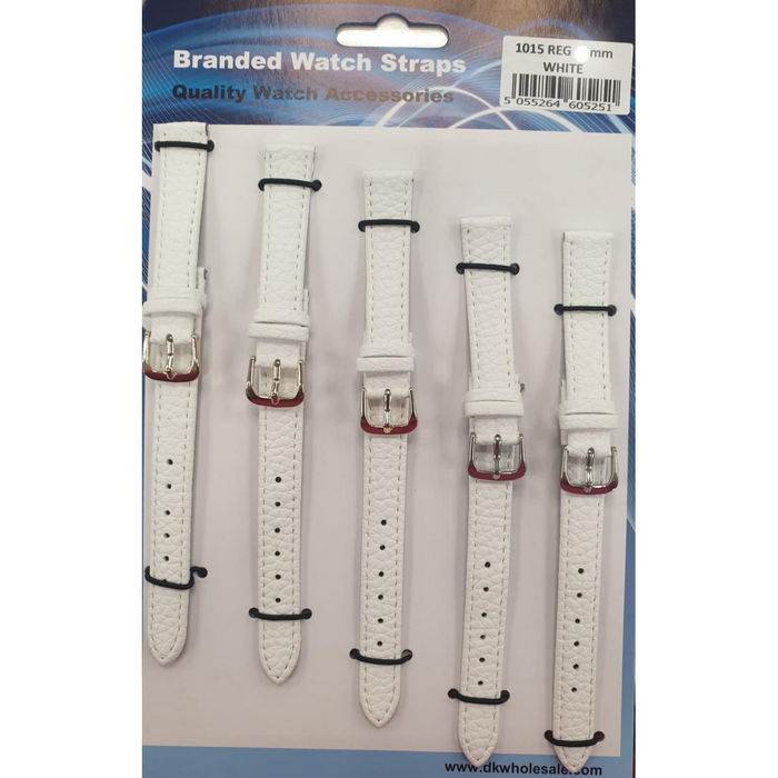 White Leather Watch Straps Pk5 size 12mm 1015W