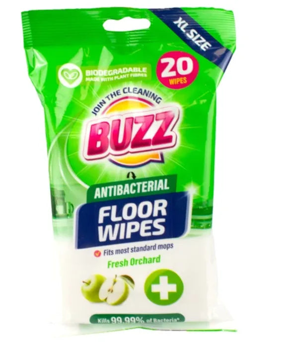 Buzz Biodegradable Floor Anti – Bac Wipes 20 Pack Fresh Orchard