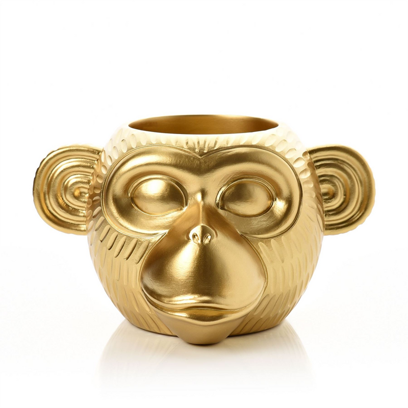 Gold Finish Monkey Planter
