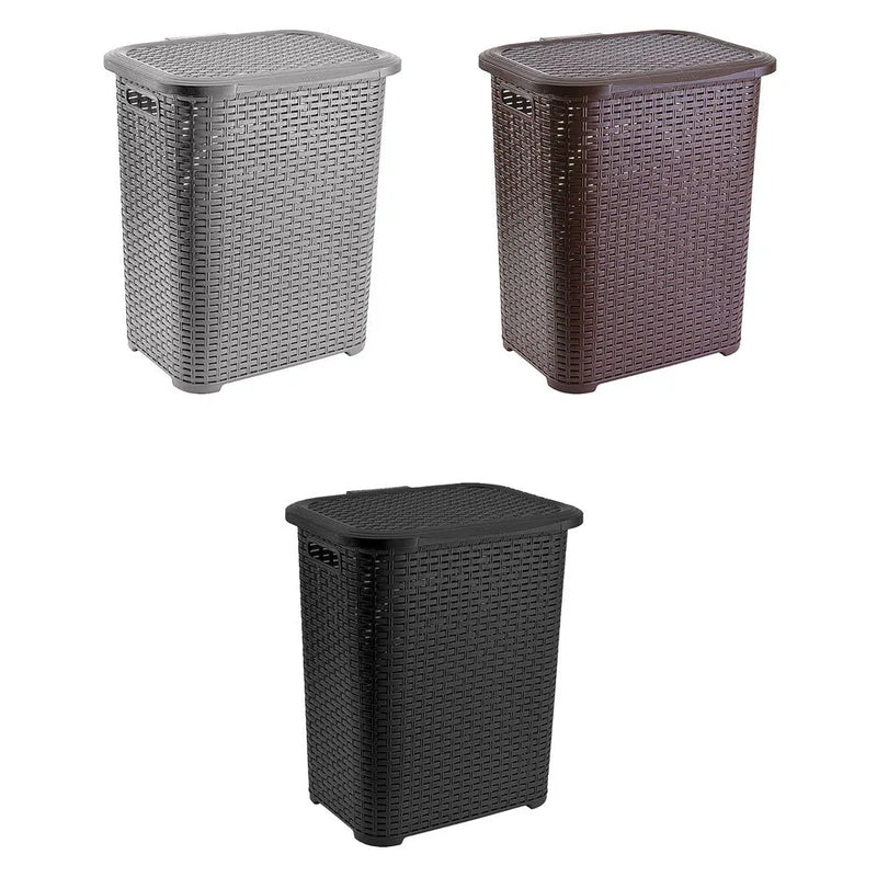 Tuffe x Plastic Rattan Laundry Basket 45L Assorted Colours