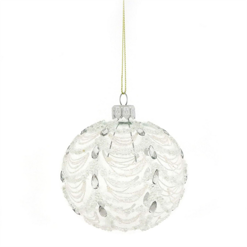 Hand Decorated Glass Bauble - Wave Pattern