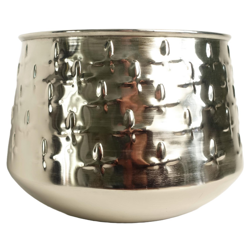 18cm Silver Cross Metal Planter by Leaf