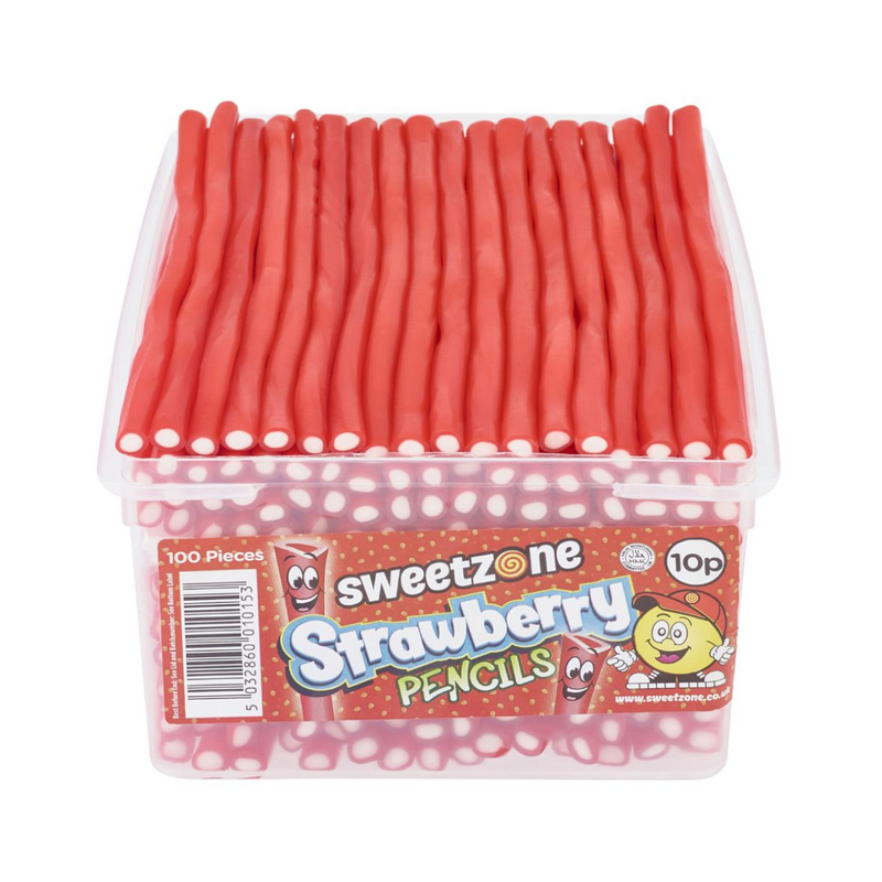 Strawberry Pencils Tub 100 x Pieces Sweets