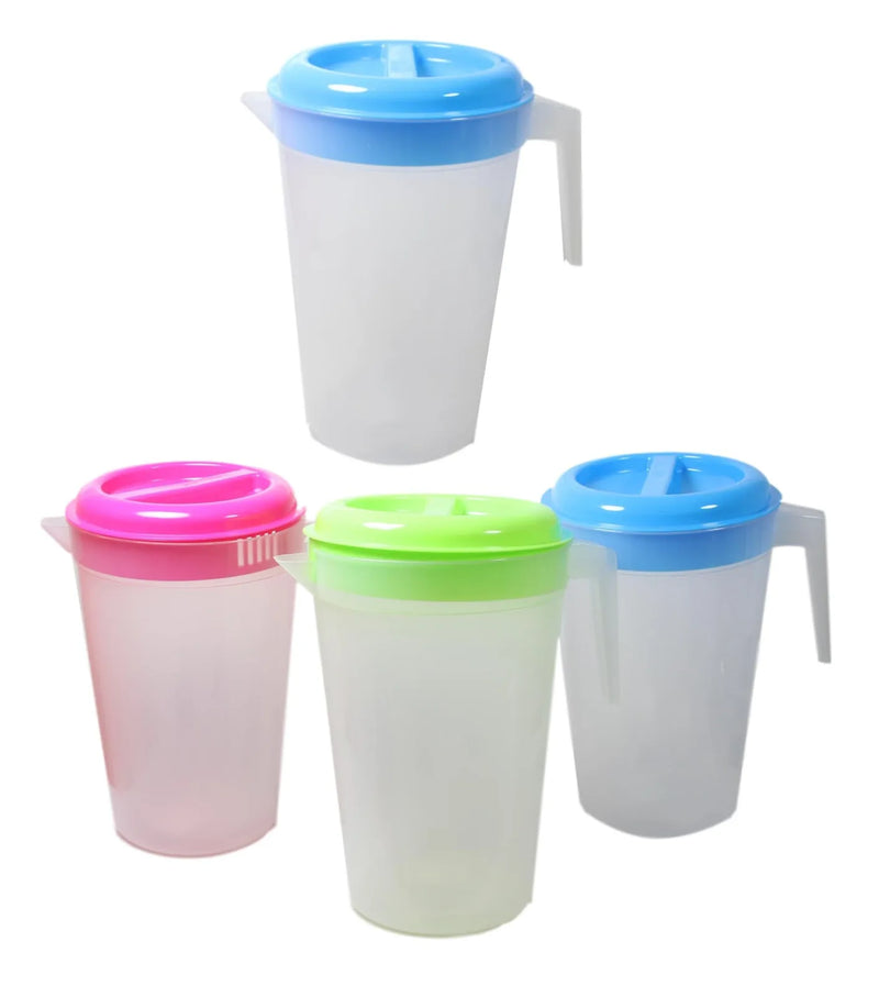 Plastic Water Kitchen Jug With Lid Assorted Colours