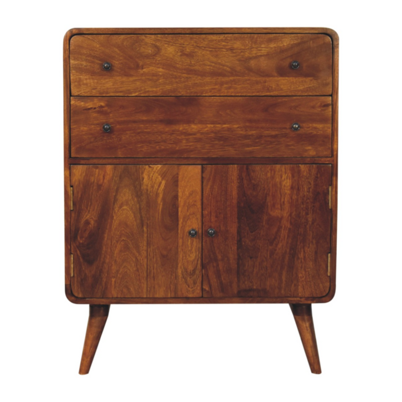 Artisan Furniture Solid Mango Wood Curved Nordic Charm Cabinet