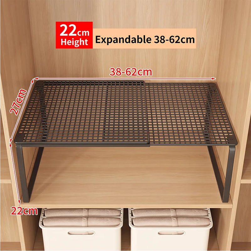 Extendable wardrobe tiered shelves, wardrobe storage rack,cabinet tiered shelves-38-62CM