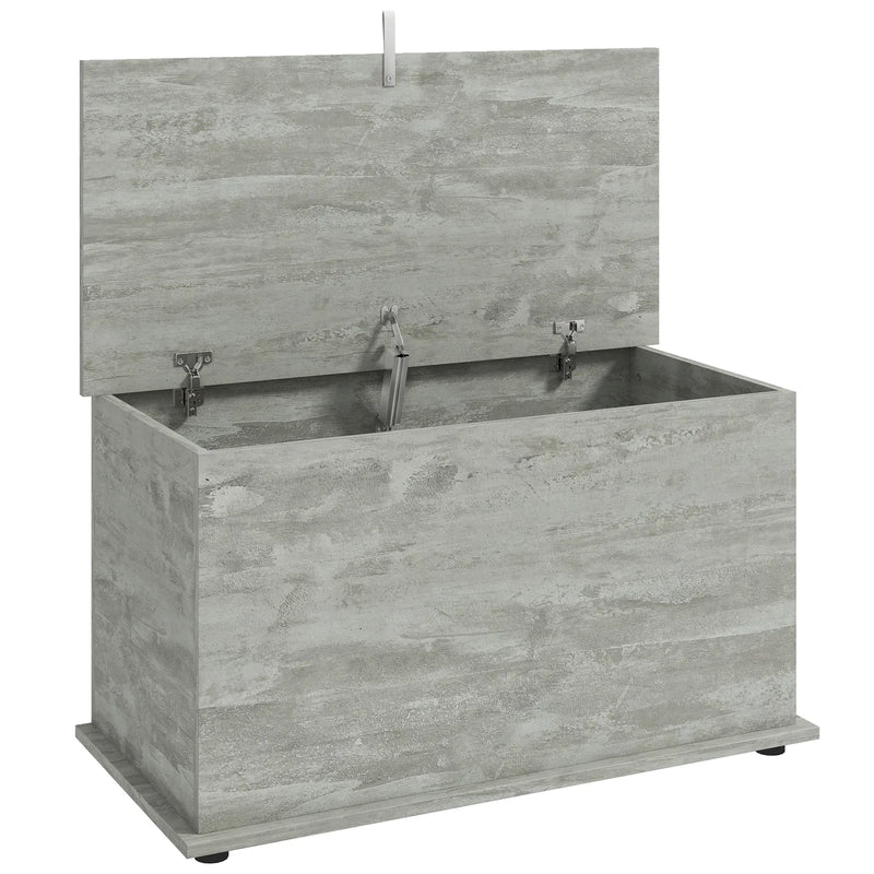 HOMCOM Storage Chest, 102L Blanket Box, Shoe Bench with Safety Hinged Lid, Bed End Bench for Bedroom, 80 x 40 x 45cm, Grey