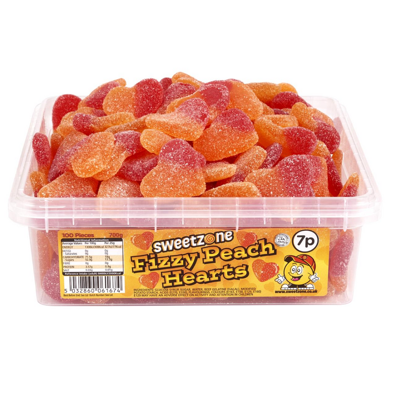 Fizzy Peach Hearts 700g Tub Sweets