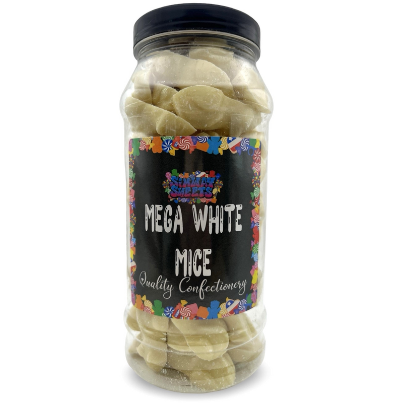 Giant Mega White Chocolate Mice Retro Sweets Gift Jar - 615g
