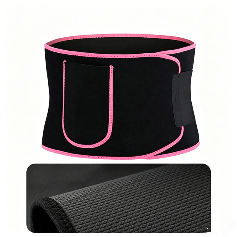 Waist Trimmer Belt Sport Workout Shaper Burner Slimming Belt W/ Phone Pocket Pink-Black
