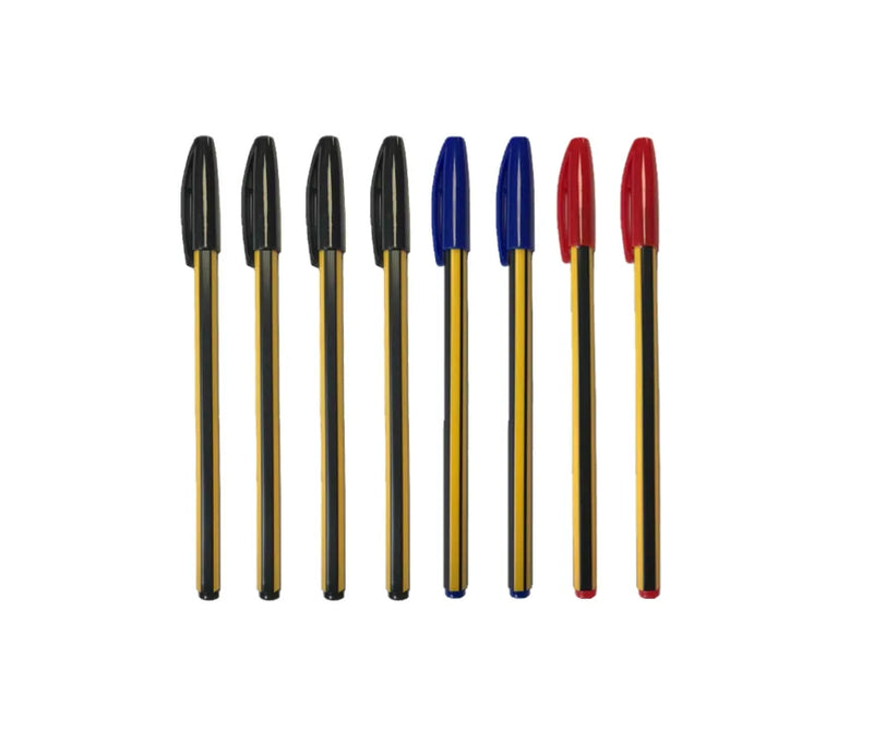 Ballpoint Pens With Pull Cap Pack Of 8 Assorted Colours