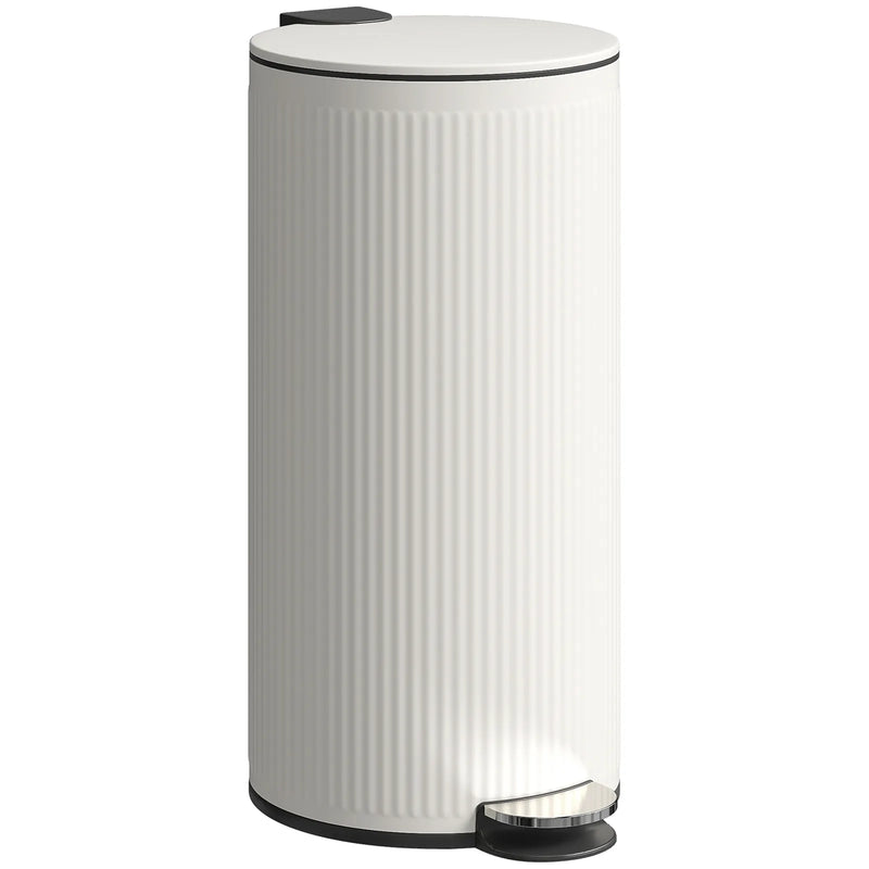 HOMCOM Kitchen Bin, 30 Litre Pedal Rubbish Bin with Removable Bucket, Cream