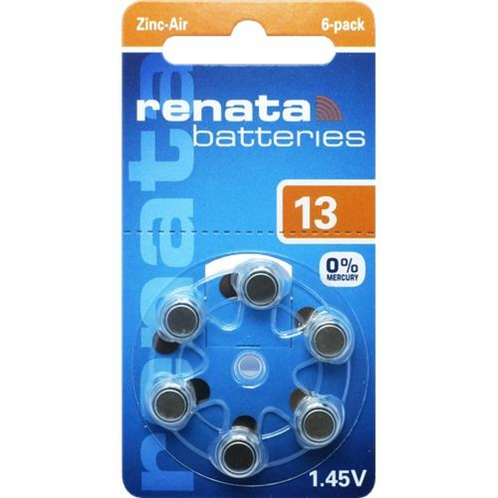 13 ZA RENATA HEARING AID BATTERIES 6PK