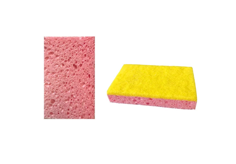 Wood Pulp Cotton Kitchen Cleaning Dish Scrubbing Sponge Pack Of 2 Assorted Colours