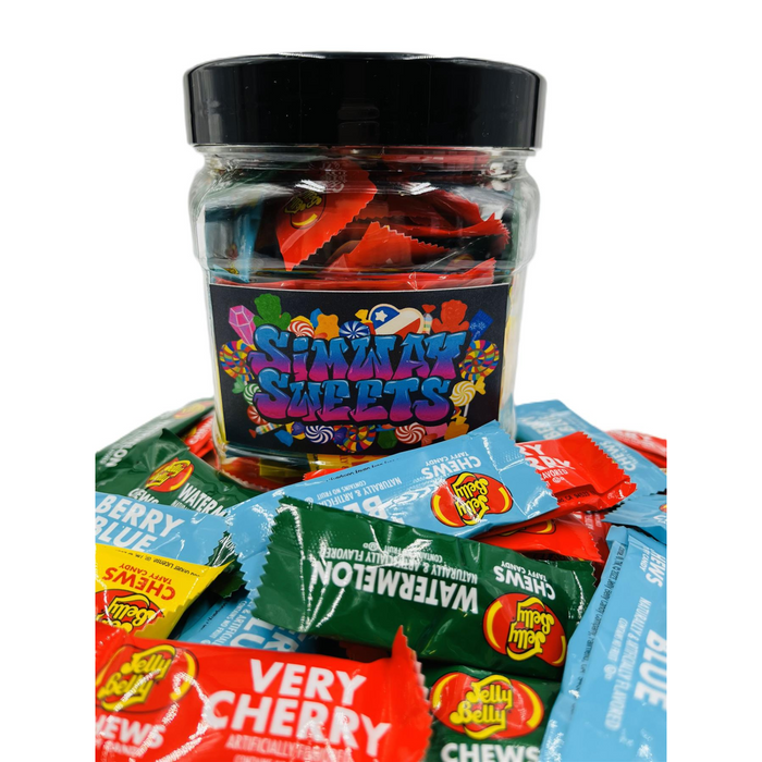 Simway Sweets Jar 590g - Jelly Belly Taffy Chews - Individually Wrapped American Sweets - Approximately 62 Pieces
