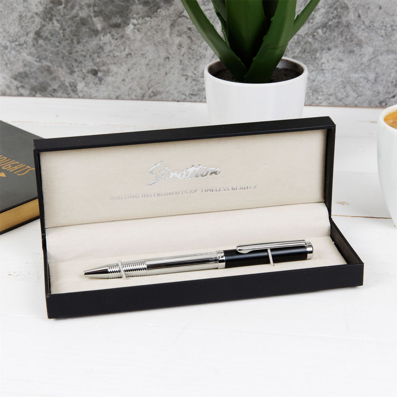 Stratton Ballpoint Pen - Black & Silver