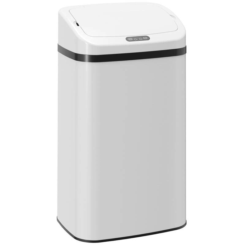 HOMCOM 48L Stainless Steel Sensor Bin - White