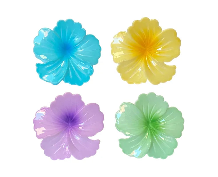 Plastic Tropical Hibiscus Flower Hair Claw Clip Assorted Colours