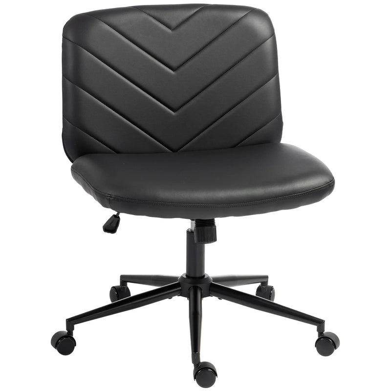 HOMCOM Home Office Desk Chair Height Adjustable Swivel Chair Cross Legged Wide Seat Swivel Wheels Black
