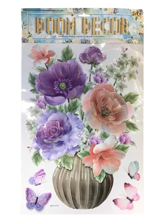Room Decor 3D Effect Wall Stickers Flowers Vase Design Assorted Designs And Colours