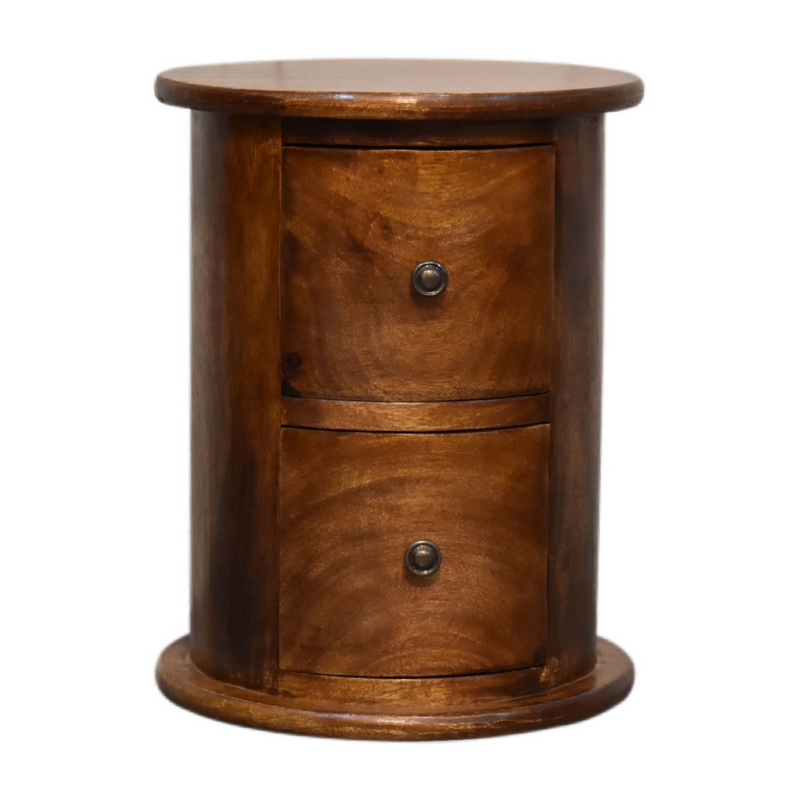 Artisan Furniture Solid Mango Wood Mini Chestnut 2 Drawer Drum Chest