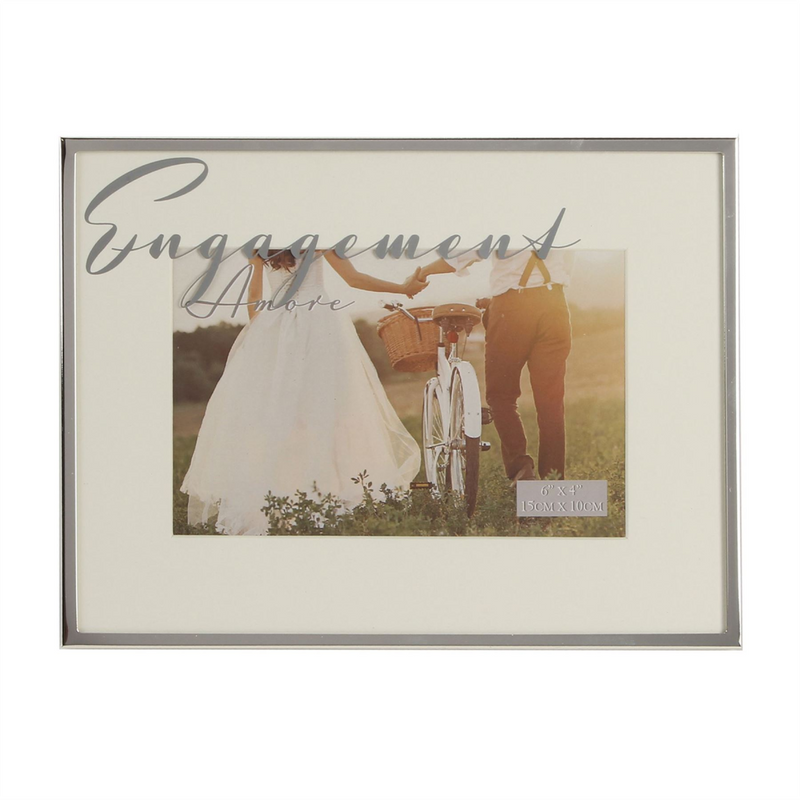 Amore Silverplated Frame Mirror Script 6" x 4" Engagement (MINIMUM ORDER QUANTITY 2)