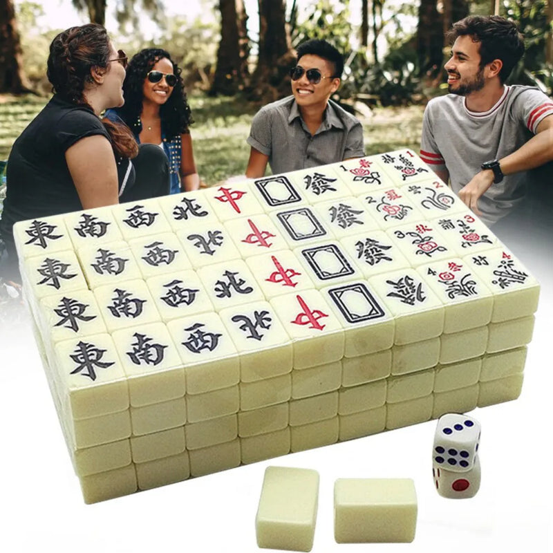 Vintage Chinese Mahjong Set Traditional 146 Tiles Mah-Jong Game Set W/ Case Box
