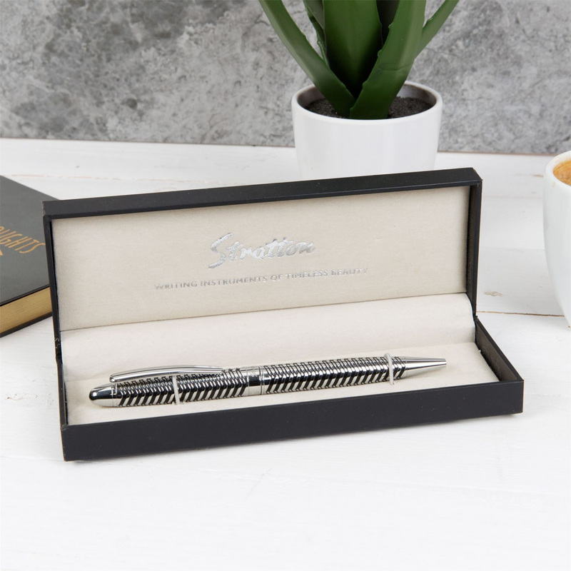 Stratton Ballpoint Pen - Silver & Black
