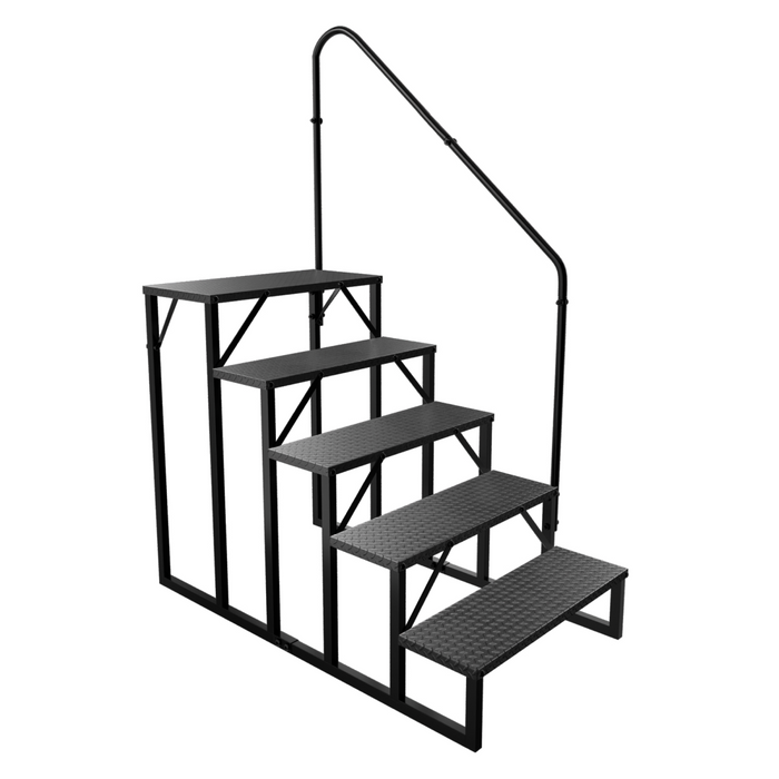 RV Stairs 5 Step, RV Steps Anti-Slip, Hot Tub Steps with Handrail, 660 lbs Hot Tub Steps Step Ladder for 5th Wheel RV, Mobile Home Stairs