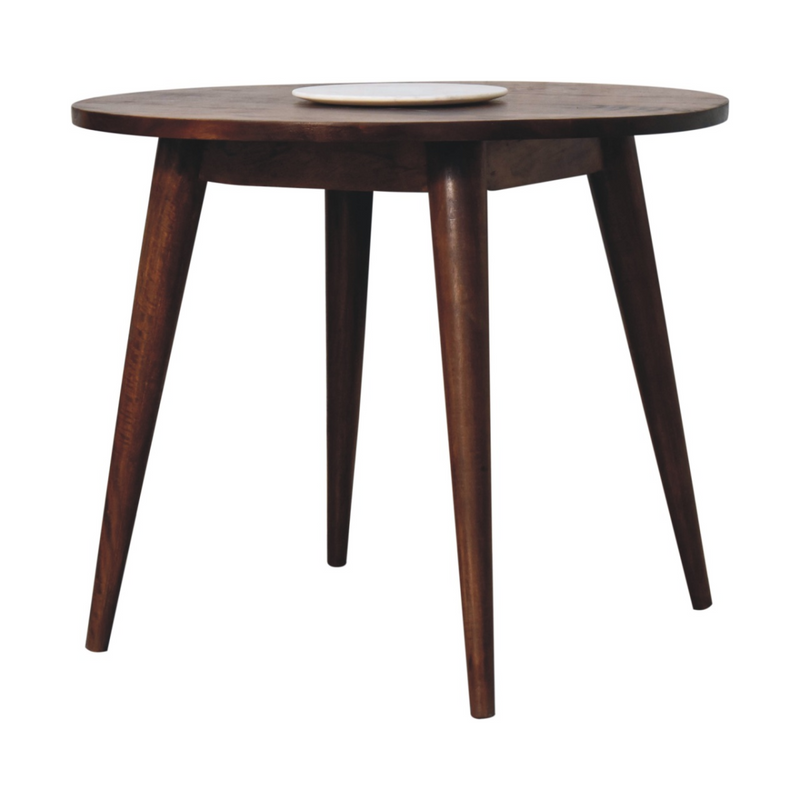 Artisan Furniture Solid Wood Chestnut Round Nordic End Table, Brown