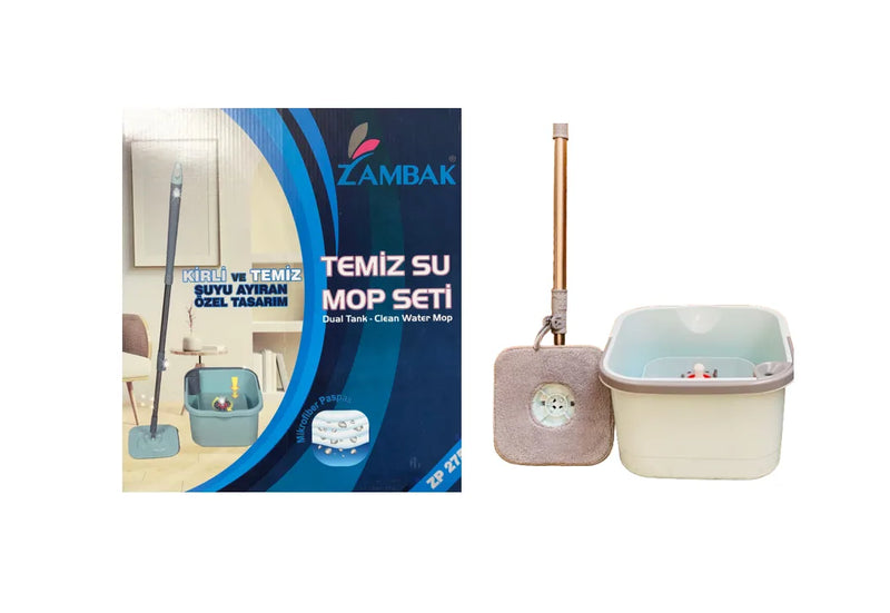 Dual Tank Clean Water Square Spinning Mop Bucket Set