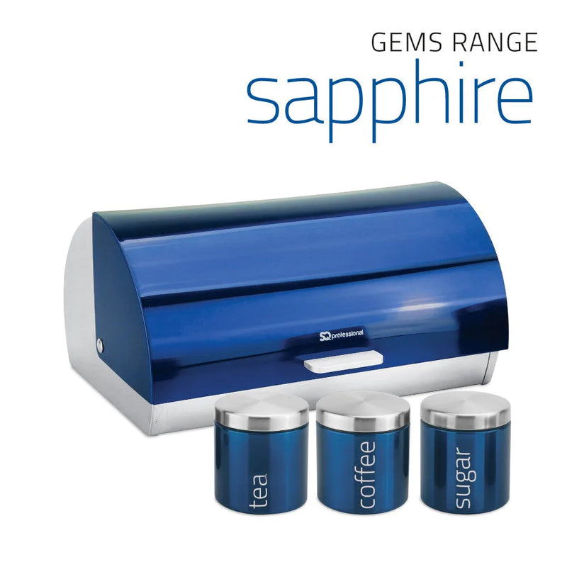 Sq Professional Gems Metal Bread Bin With 3 Canisters Sapphire