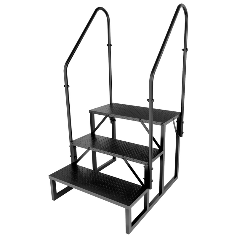 RV Step 3 Step Ladder, RV Step with Handrails, Heavy Duty RV Stairs with Anti-Slip Pedal Hot Tub Steps, Removable Camper Step for Spa/Porch/Pet/Mobile Home