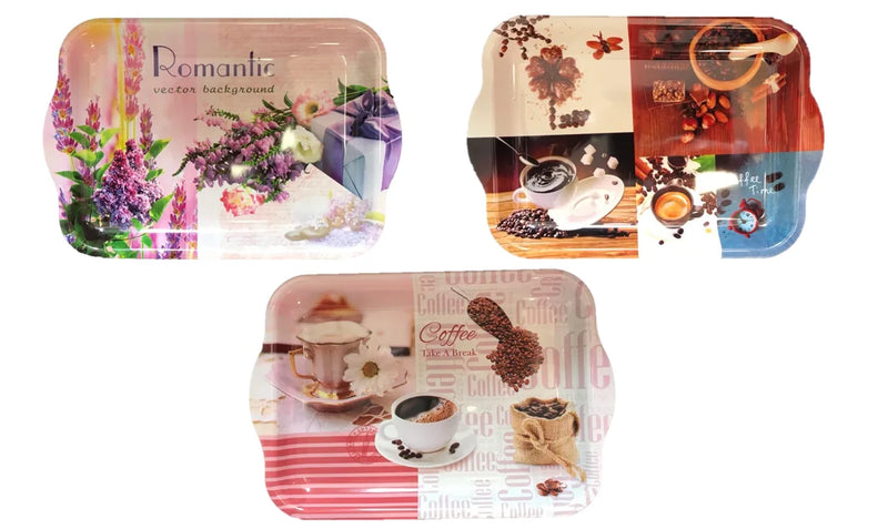 Plastic Tea Coffee Table Tray Assorted Designs