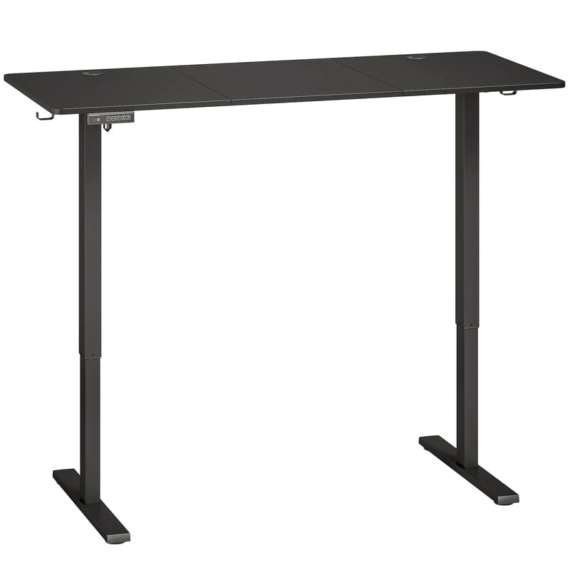 HOMCOM Standing Desk Memory Control Height Adjustable Desk 2 Cable Holes LED Display Sit Stand Desk Black